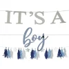Guirlande révélation garçon It's a boy sur 3 rangées