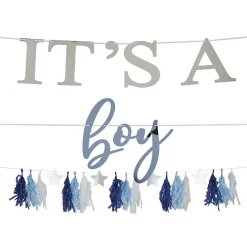 Guirlande révélation garçon It's a boy sur 3 rangées