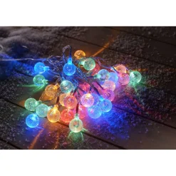 Guirlande Solaire 30 boules multicolore clignotant fixe 5,8 m