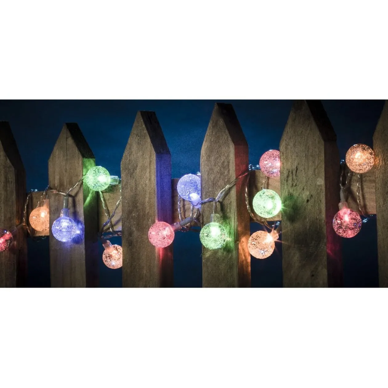 Guirlande Solaire 30 boules multicolore clignotant fixe 5,8 m