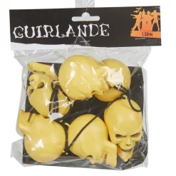 Guirlande têtes de mort jaune 1,50 m