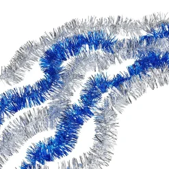Guirlandes de Noël scintillantes argentées et bleues x5