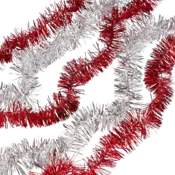 Guirlandes de Noël scintillantes argentées et rouges x5