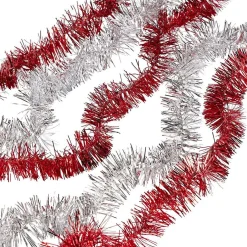 Guirlandes de Noël scintillantes argentées et rouges x5