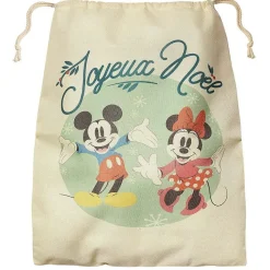 Hotte de Noël en toile motif Disney Mickey et Minnie