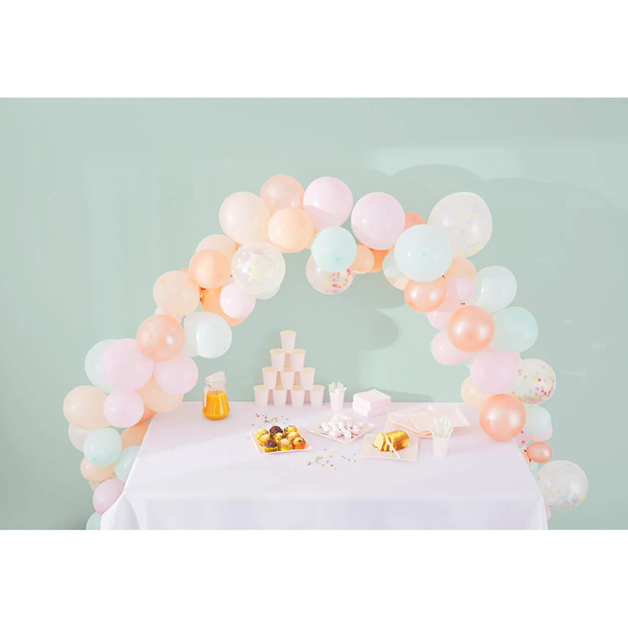 Kit arche ballon blanc rose 98 pièces
