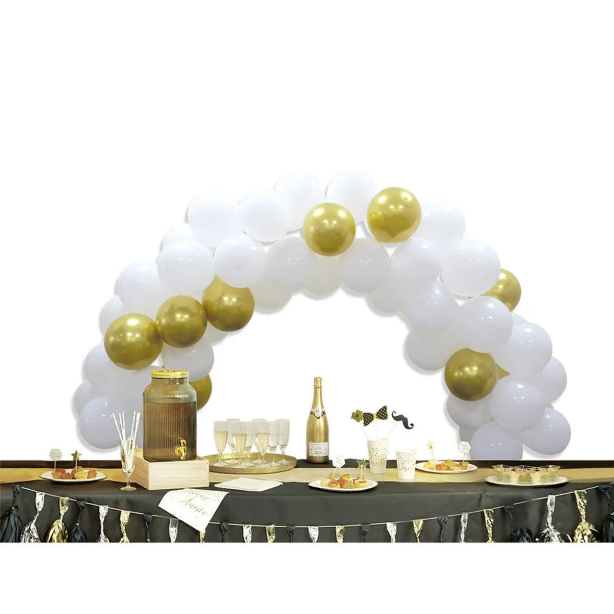 Kit arche de ballon blanc et doré 60 pièces 4m