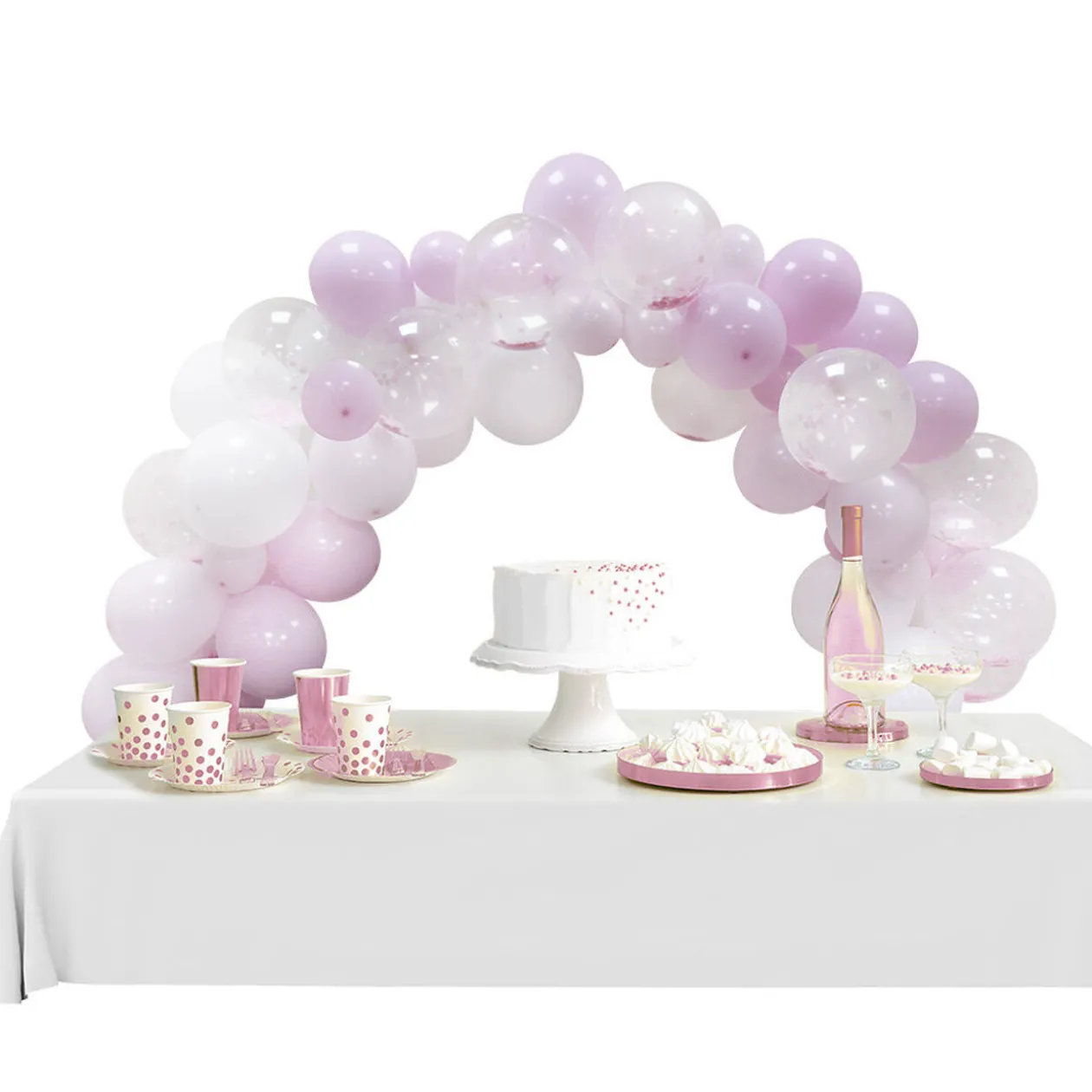 Kit arche de ballons fée rose et blanc 60 pièces 4m