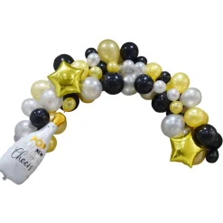 Kit arche de ballons noir doré argenté 5m