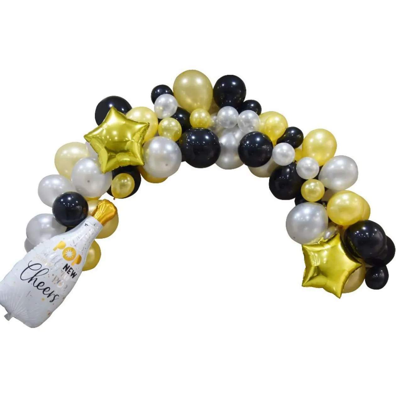 Kit arche de ballons noir doré argenté 5m