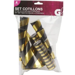 Kit cotillons pour 4 personnes noir doré