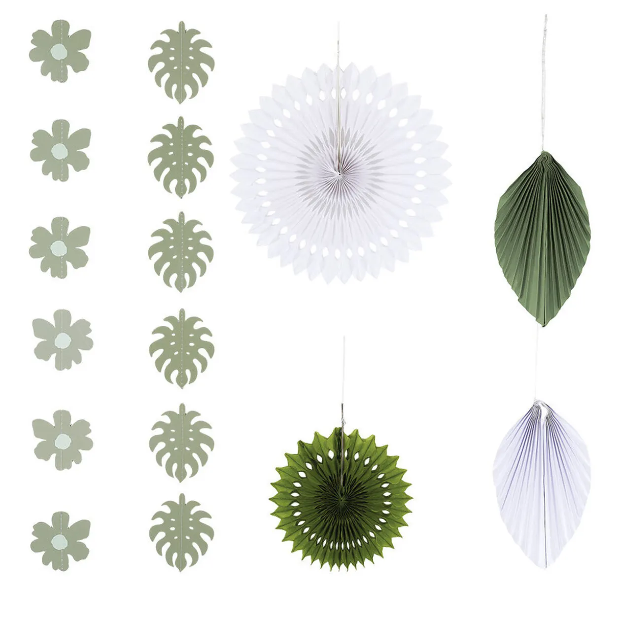 Kit décoration thème nature vert et blanc 6 pièces
