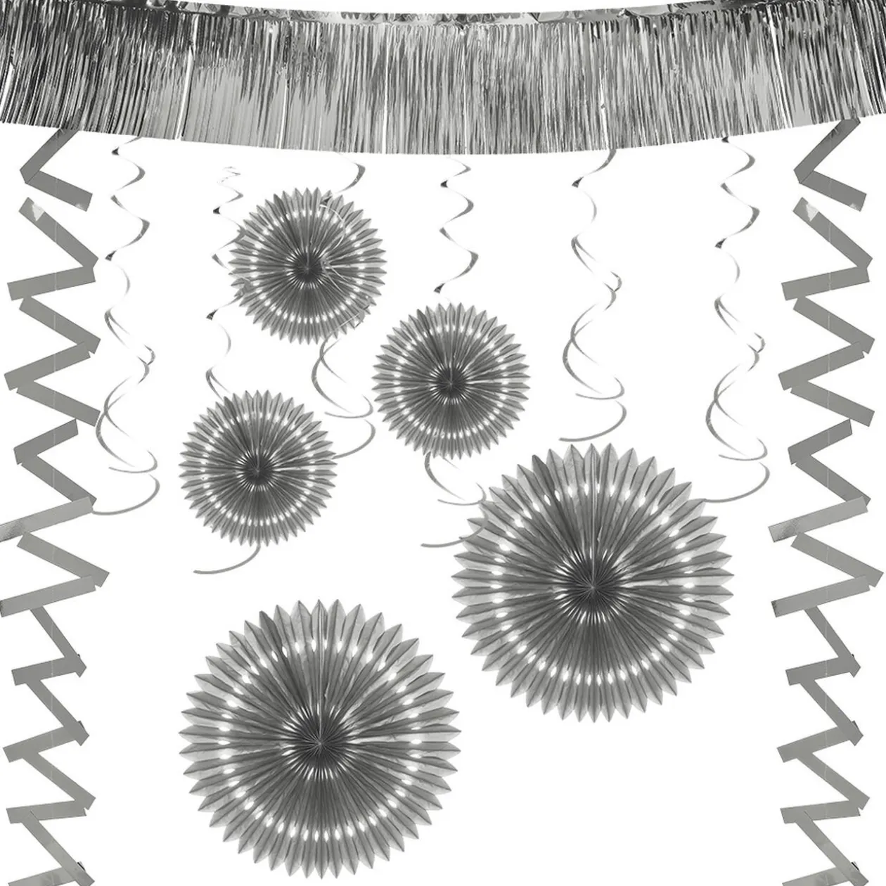 Kit de décoration de fête à suspendre argenté 18 pièces