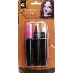 Kit de maquillage crayon Halloween crâne squelette rose néon