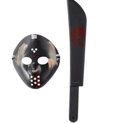 Kit Halloween masque et grande lame gris pour enfant