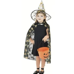 Kit Halloween seau citrouille cape chapeau sorcière
