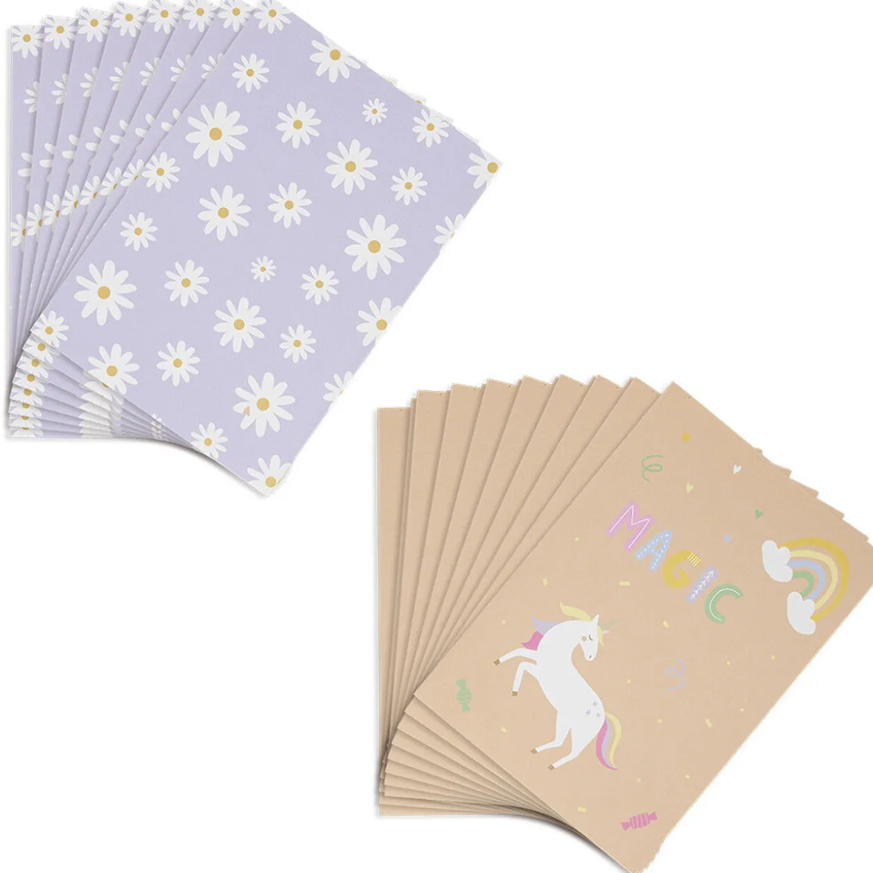 Kit invitation 8 personnes cartes et enveloppes thème fée licorne