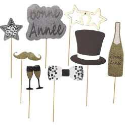Kit photo booth nouvel an de 8 pièces
