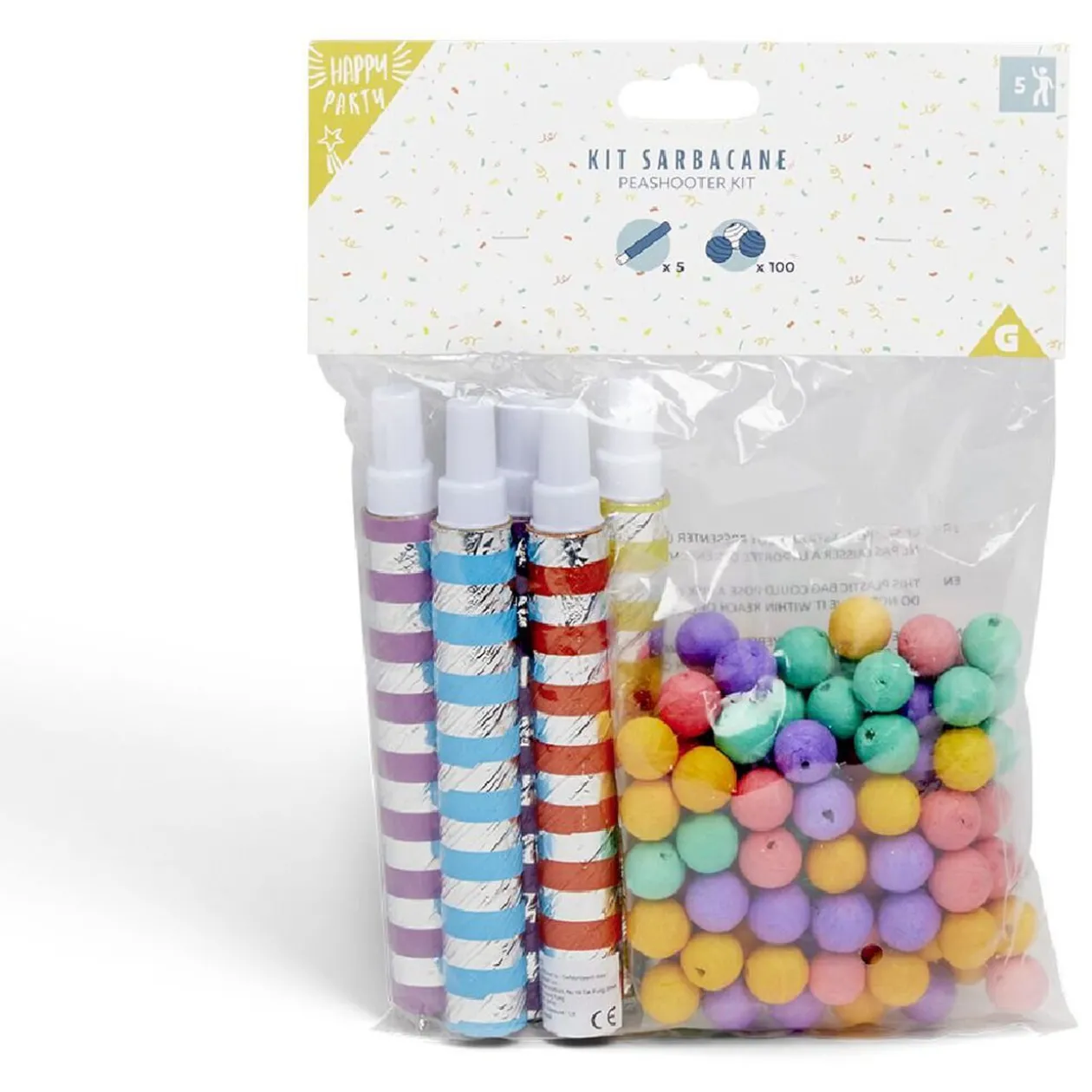 Kit sarbacane x5 avec boule papier x100