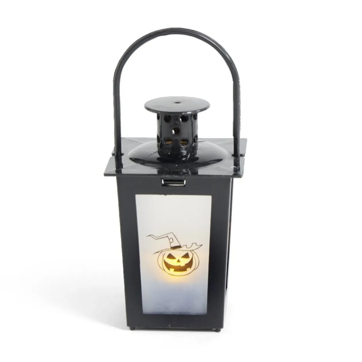 Lanterne LED Halloween animée à piles 7,4x7,4xH15,5cm