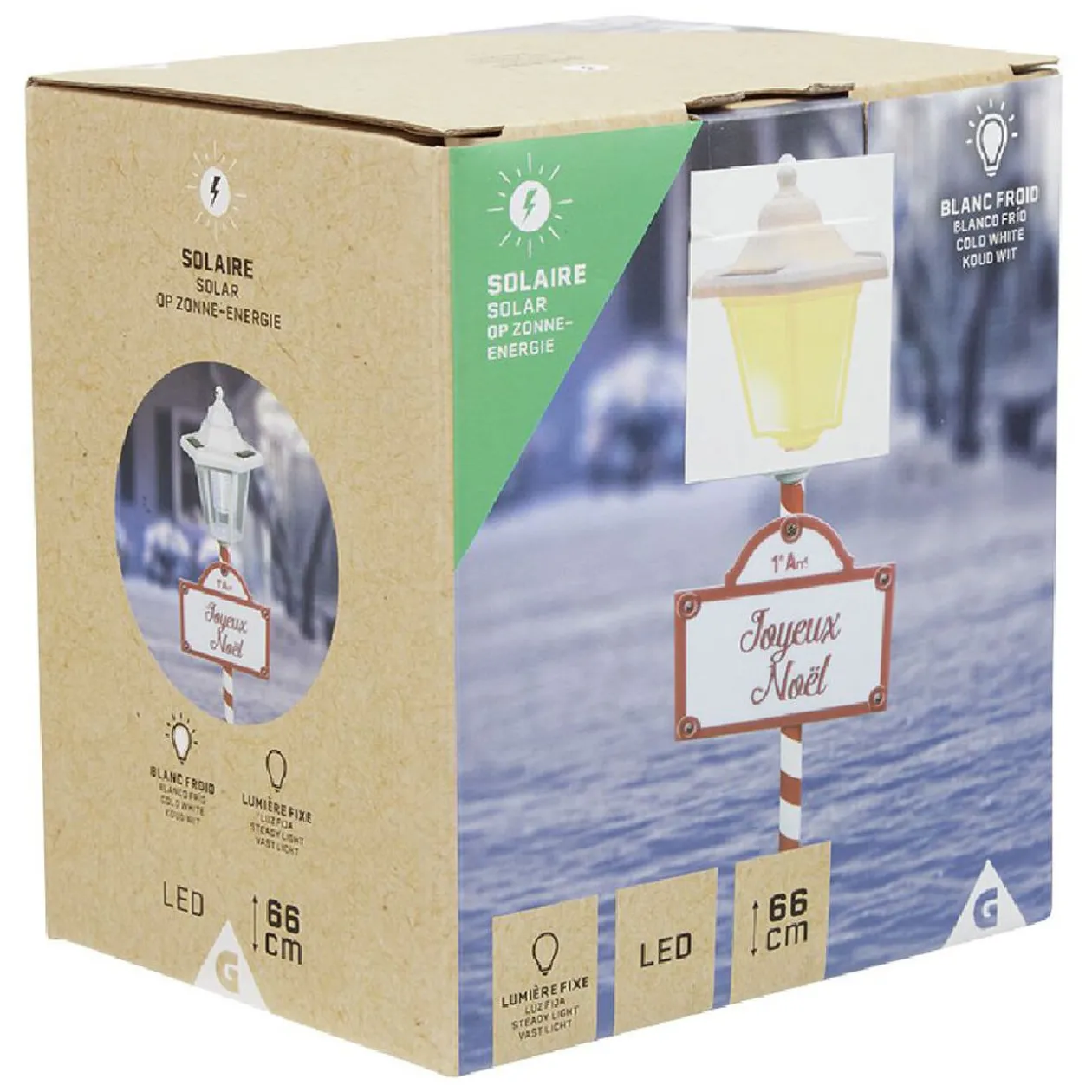 Lanterne lumineuse à planter solaire H75cm effet flamme vascillante