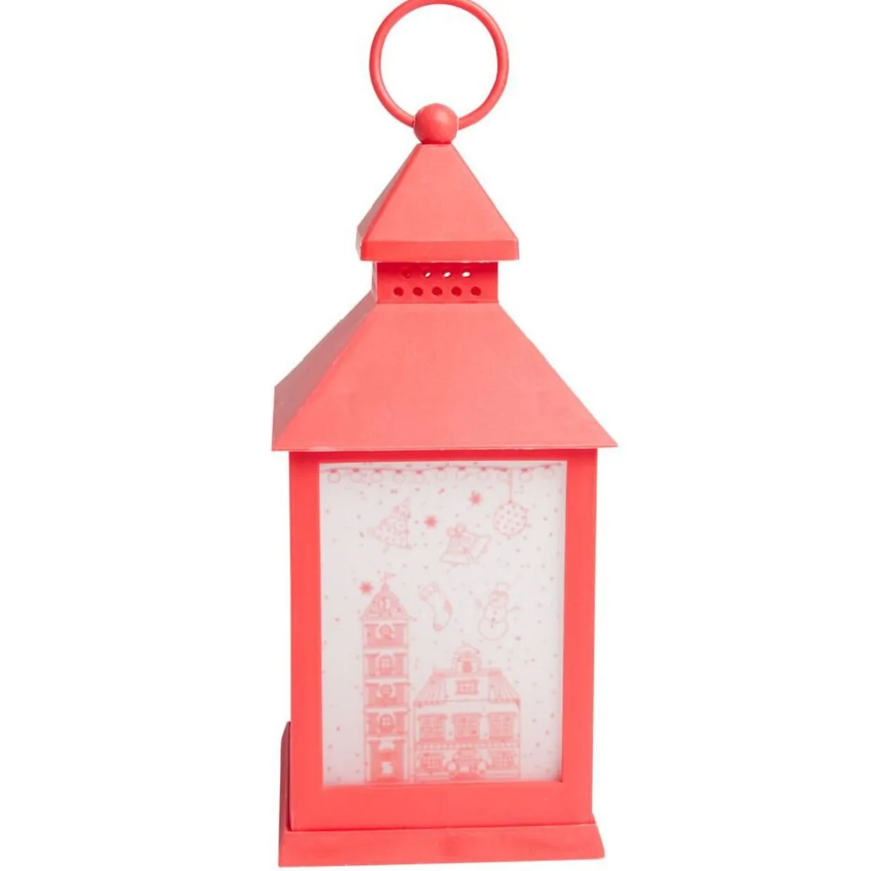 Lanterne rouge lumineuse 1LED blanc chaud H23cm