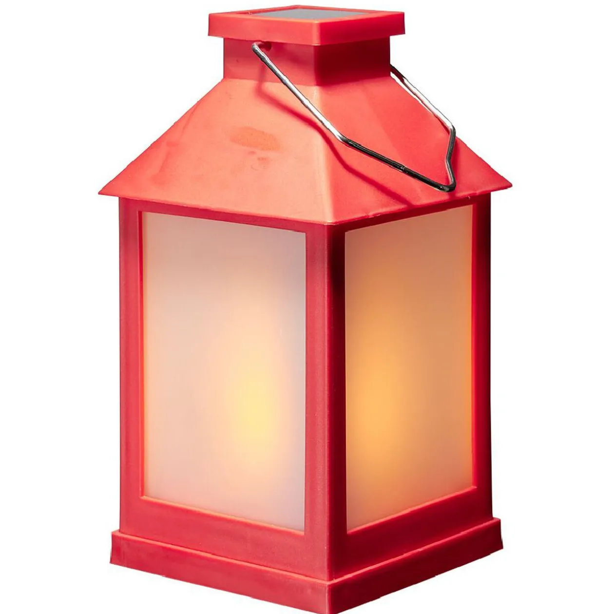 Lanterne solaire rouge 12 LED blanc chaud à poser ou suspendre H20 cm