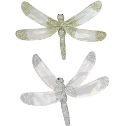 Libellule pailletée à clipser x 2 déco Noël