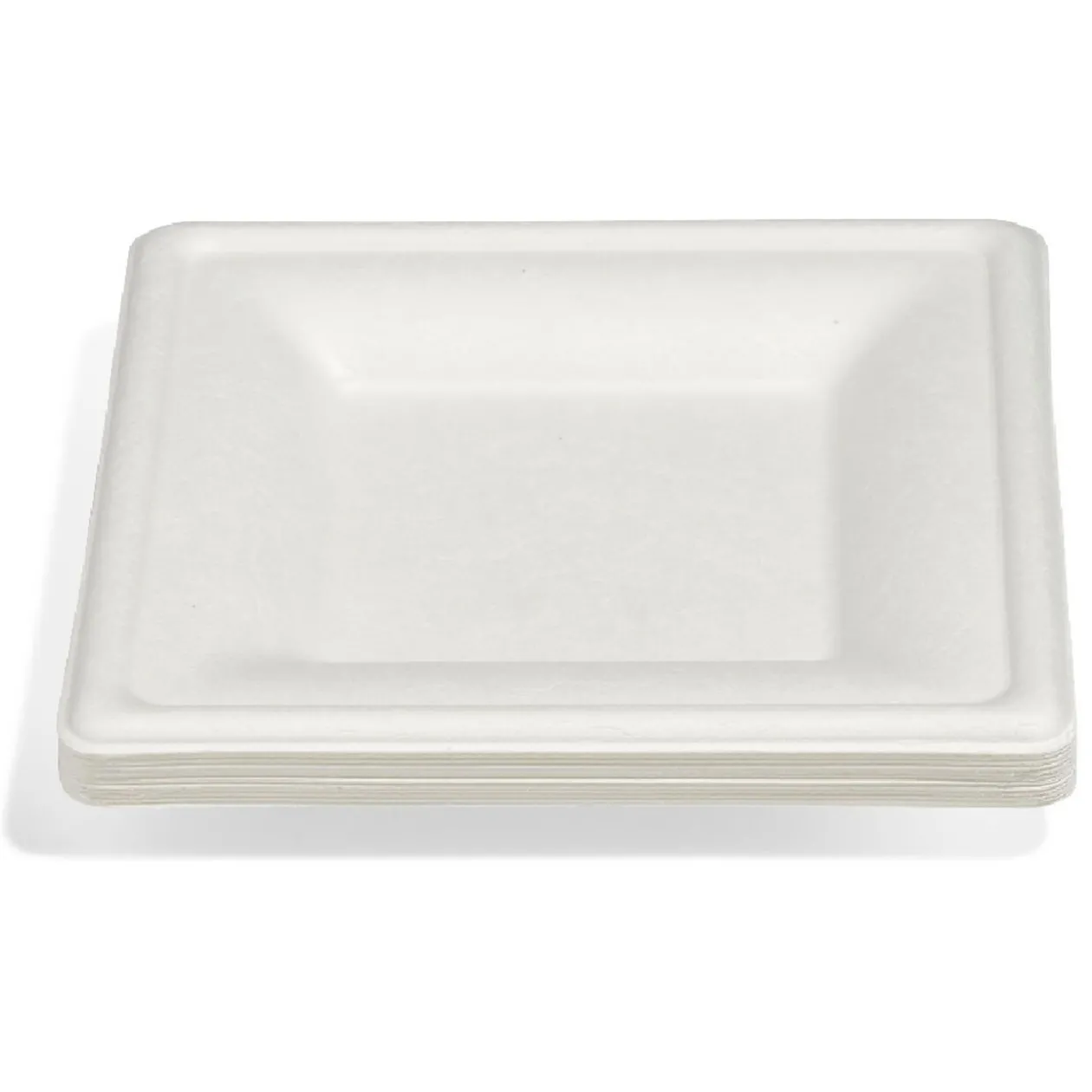 Lot de 12 assiettes à dessert carrées en canne à sucre