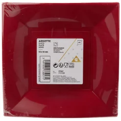 Lot de 6 assiettes à dessert réutilisables rouges
