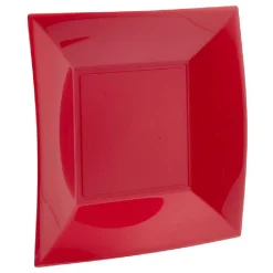 Lot de 6 assiettes à dessert réutilisables rouges