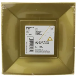 Lot de 6 assiettes à dessert réutilisables dorées