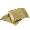 Lot de 6 assiettes carrées dorées en plastique réutilisable