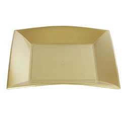 Lot de 6 assiettes carrées dorées en plastique réutilisable