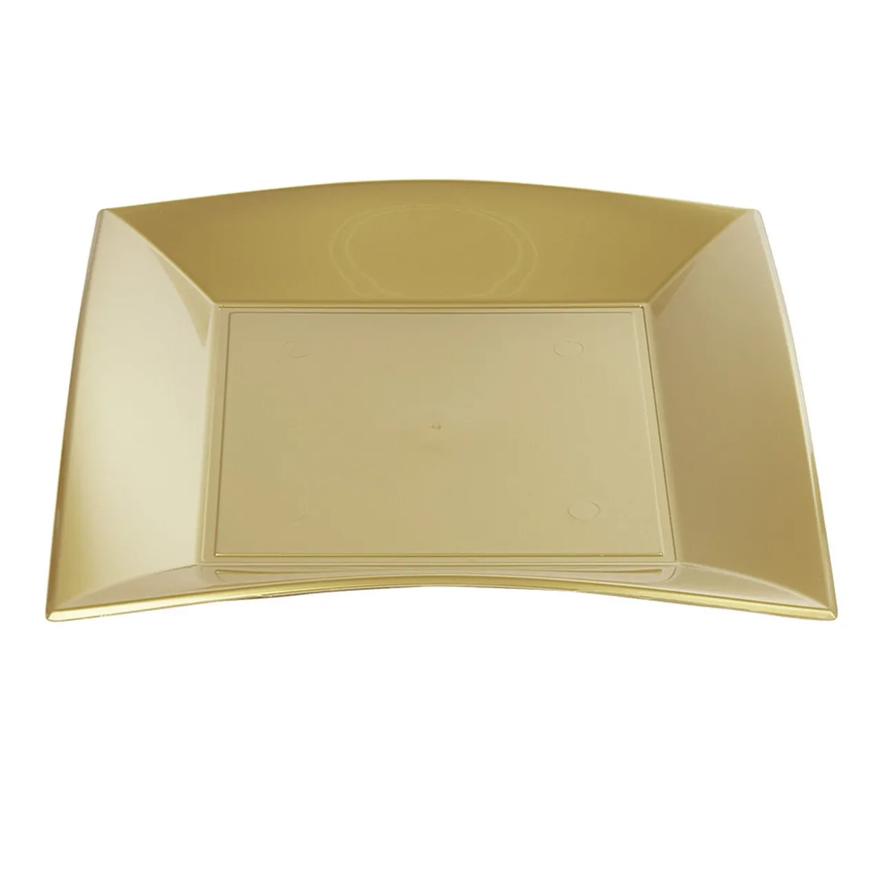 Lot de 6 assiettes carrées dorées en plastique réutilisable
