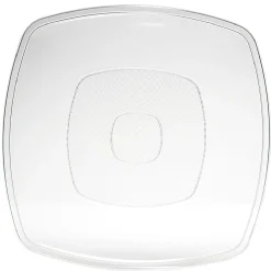 Lot de 6 assiettes carrées plastique transparent à bord arrondi 18,5x18,5 cm
