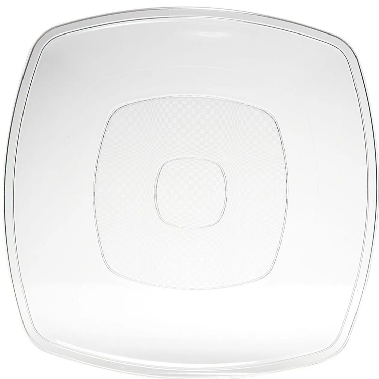 Lot de 6 assiettes carrées plastique transparent à bord arrondi 18,5x18,5 cm
