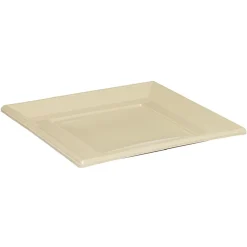 Lot de 6 assiettes carrées en plastique réutilisable taupe