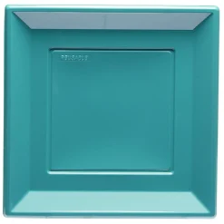 Lot de 6 assiettes carrées en plastique réutilisable vert émeraude