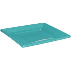 Lot de 6 assiettes carrées en plastique réutilisable vert émeraude