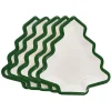 Lot de 10 assiettes carton Sapin blanc avec liseré vert