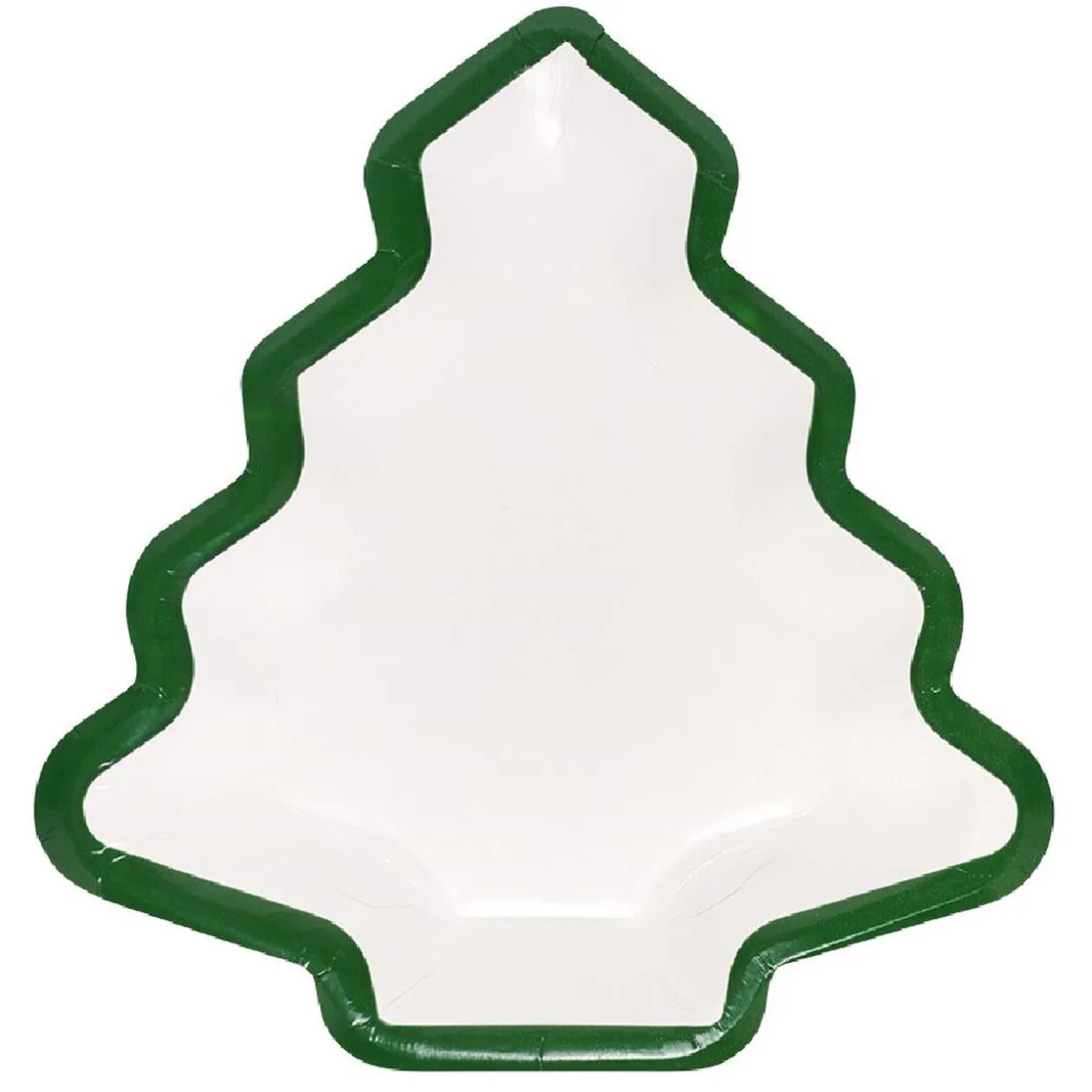 Lot de 10 assiettes carton Sapin blanc avec liseré vert