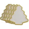 Lot de 10 assiettes carton Sapin blanc avec liseré doré