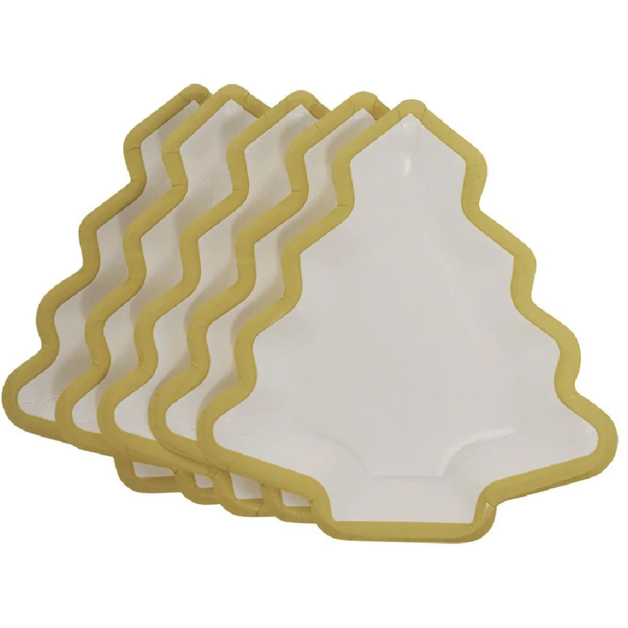 Lot de 10 assiettes carton Sapin blanc avec liseré doré