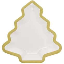 Lot de 10 assiettes carton Sapin blanc avec liseré doré