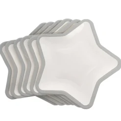 Lot de 10 assiettes carton étoile blanc avec liseré argenté