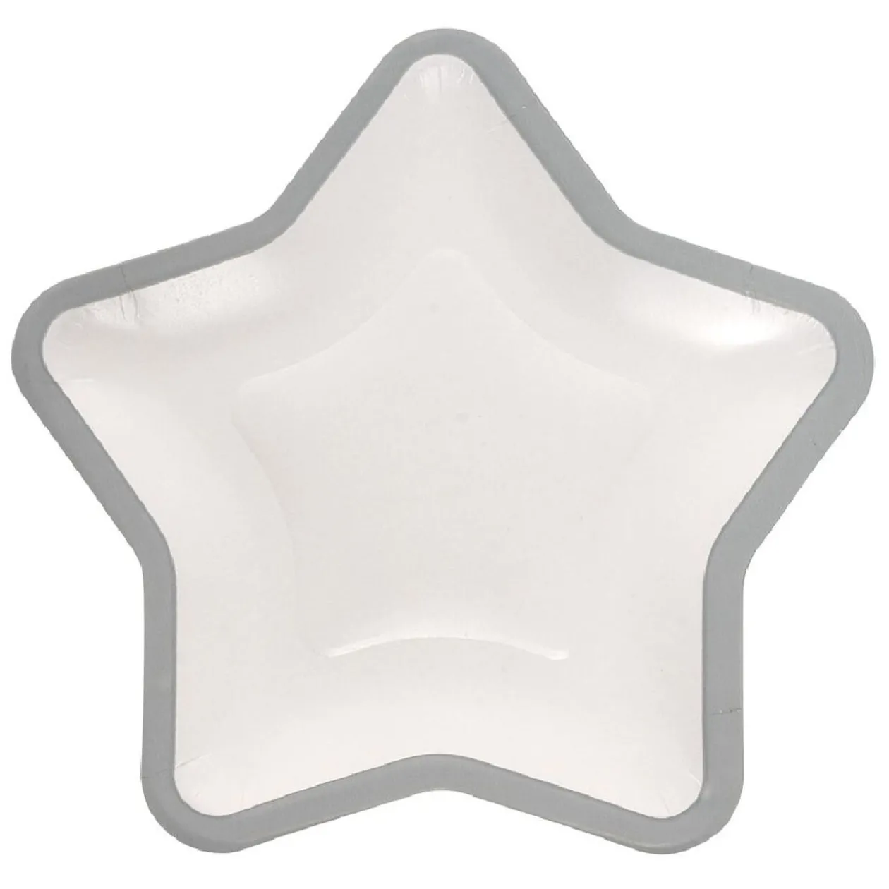 Lot de 10 assiettes carton étoile blanc avec liseré argenté