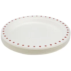 Lot de 20 assiettes en canne à sucre bord imprimé Ø22,5cm
