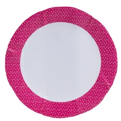 Lot de 10 assiettes en carton rose motif confetti blanc