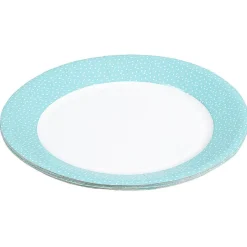 Lot de 10 assiettes en carton bleu motif confetti blanc